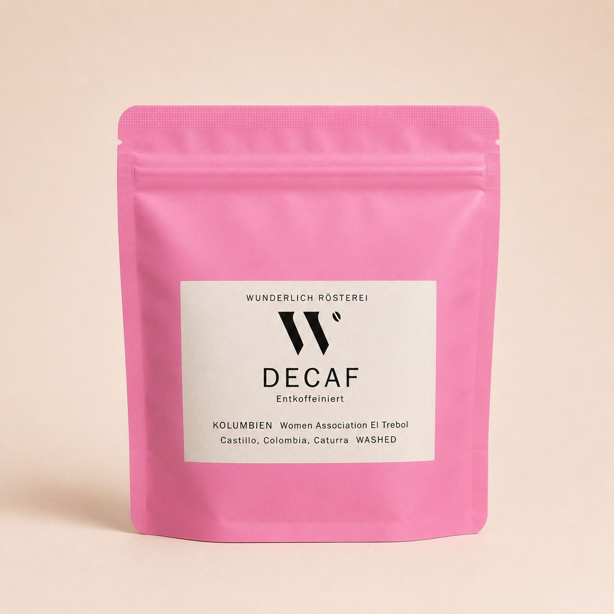 Kaffeetüte Wunderlich Rösterei – Decaf, entkoffeinierter Kaffee